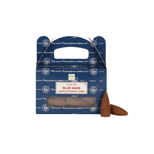 Set of 6 Packets of Blue Sage Backflow Dhoop Cones by Satya - DuvetDay.co.uk