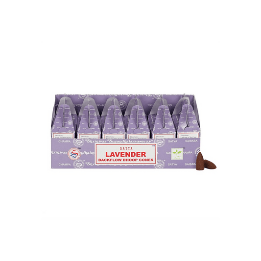 Set of 6 Packets of Satya Lavender Backflow Dhoop Cones - DuvetDay.co.uk