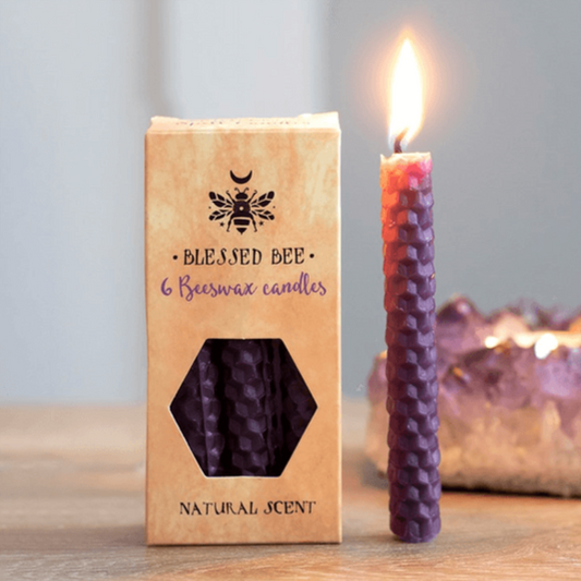 Set of 6 Purple Beeswax Spell Candles - DuvetDay.co.uk