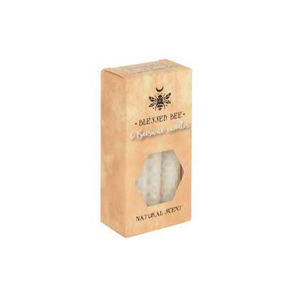 Set of 6 White Beeswax Spell Candles - DuvetDay.co.uk
