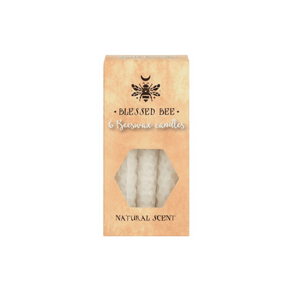 Set of 6 White Beeswax Spell Candles - DuvetDay.co.uk