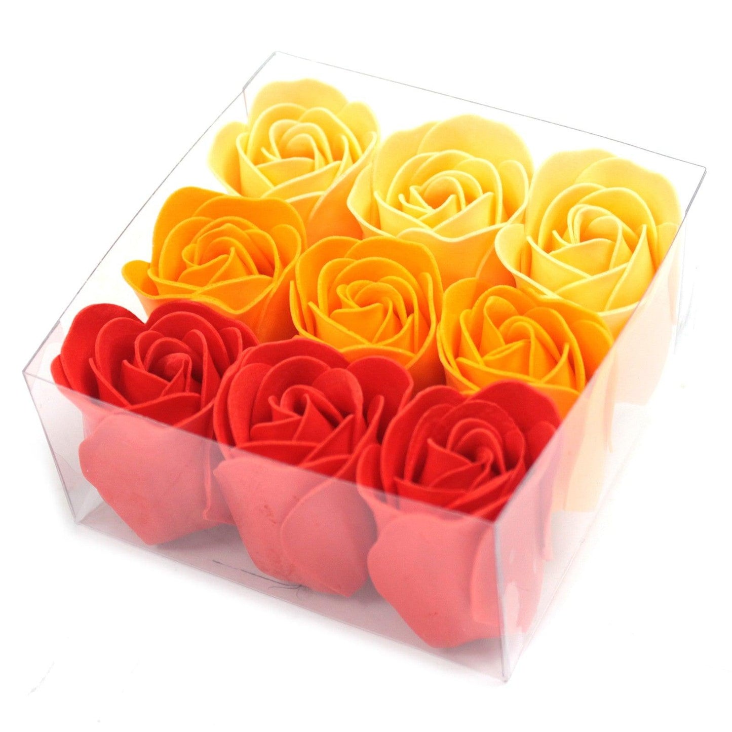 Set of 9 Soap Flower Box - Peach Roses - DuvetDay.co.uk