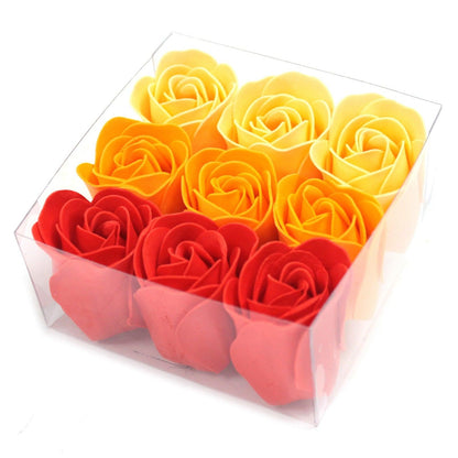 Set of 9 Soap Flower Box - Peach Roses - DuvetDay.co.uk