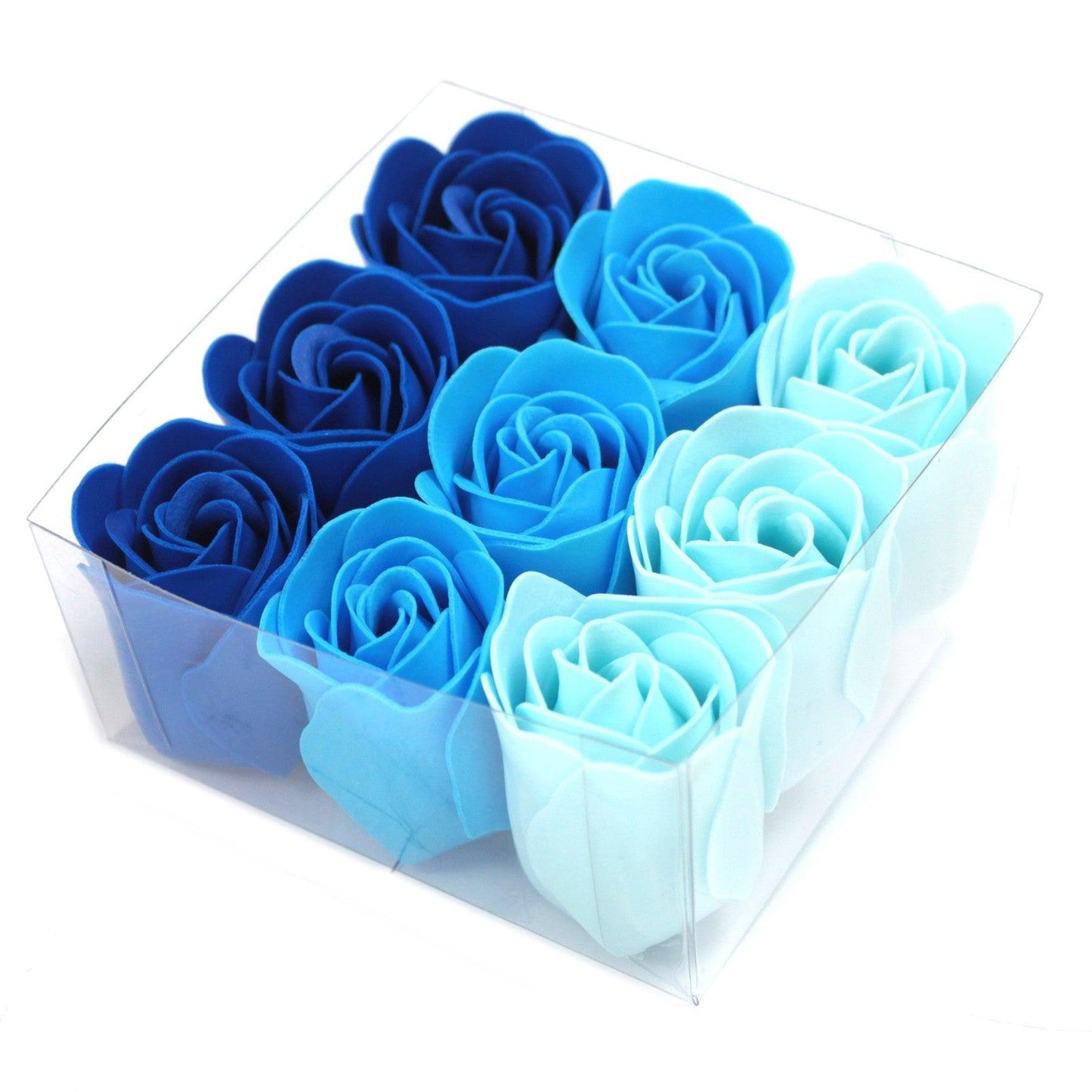 Set of 9 Soap Flowers - Blue Wedding Roses - DuvetDay.co.uk