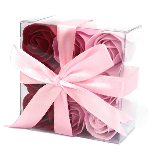 Set of 9 Soap Flowers - Pink Roses - DuvetDay.co.uk