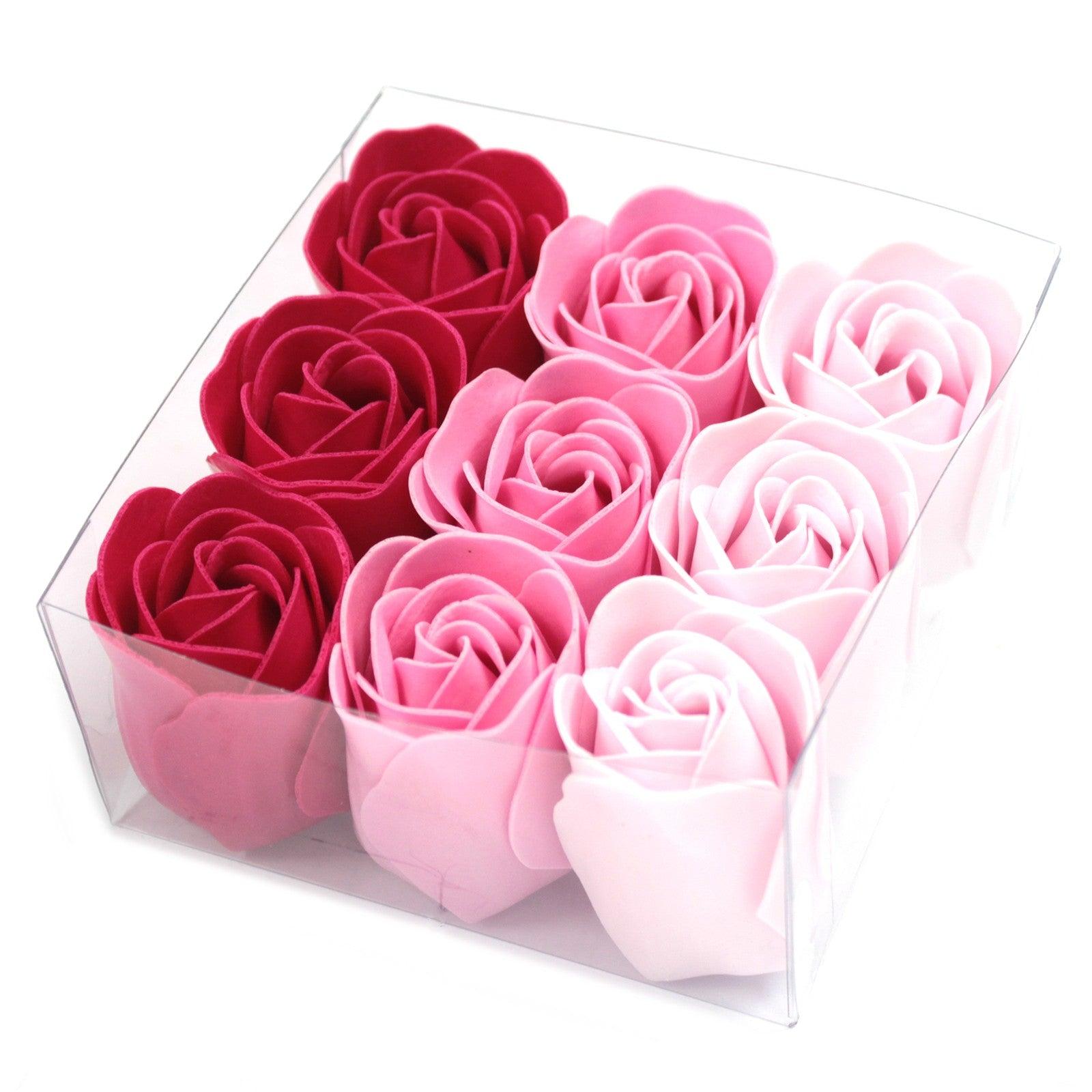 Set of 9 Soap Flowers - Pink Roses - DuvetDay.co.uk