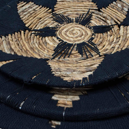 Set of Three Seagrass Bowls Wall Art - Black - DuvetDay.co.uk