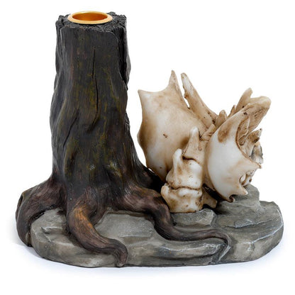 Shadows of Darkness Dragon Skull Candlestick Candle Holder - DuvetDay.co.uk