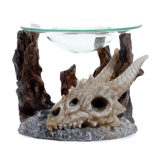 Shadows of Darkness Dragon Skull Oil & Wax Burner with Glass Dish - DuvetDay.co.uk