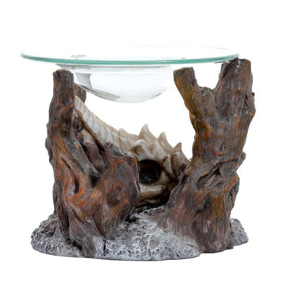 Shadows of Darkness Dragon Skull Oil & Wax Burner with Glass Dish - DuvetDay.co.uk