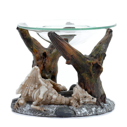 Shadows of Darkness Sleeping Bones Dragon Skeleton Oil & Wax Burner with Glass Dish - DuvetDay.co.uk