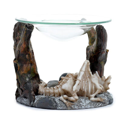 Shadows of Darkness Sleeping Bones Dragon Skeleton Oil & Wax Burner with Glass Dish - DuvetDay.co.uk