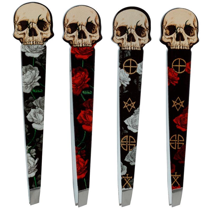 Shaped Tweezers - Skull and Roses