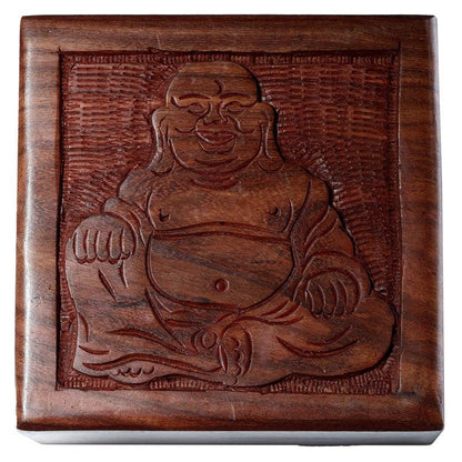 Sheesham Wood Carved Buddha Trinket Box - DuvetDay.co.uk