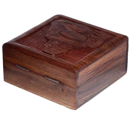 Sheesham Wood Carved Buddha Trinket Box - DuvetDay.co.uk