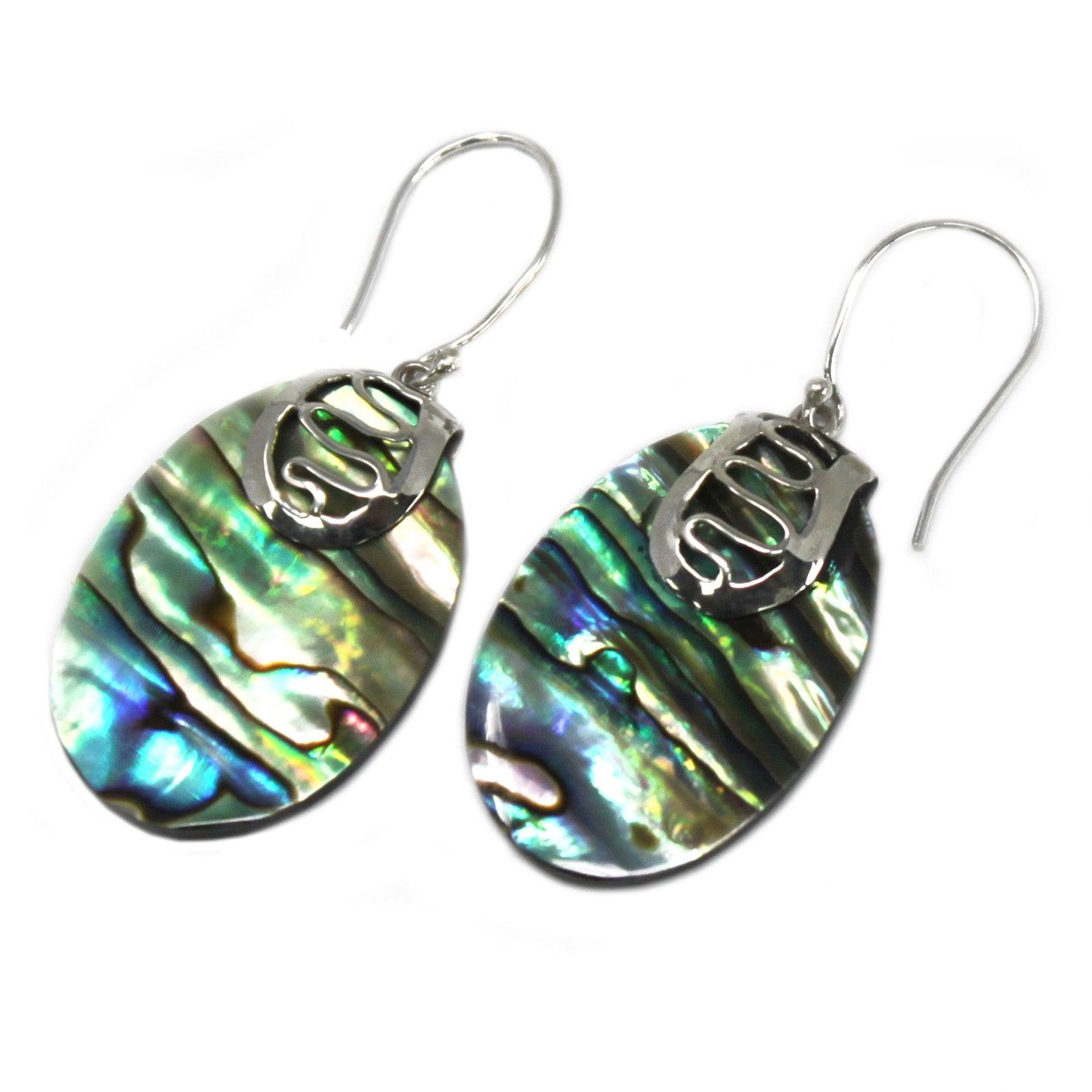 Shell & Silver Earrings - Abalone - DuvetDay.co.uk