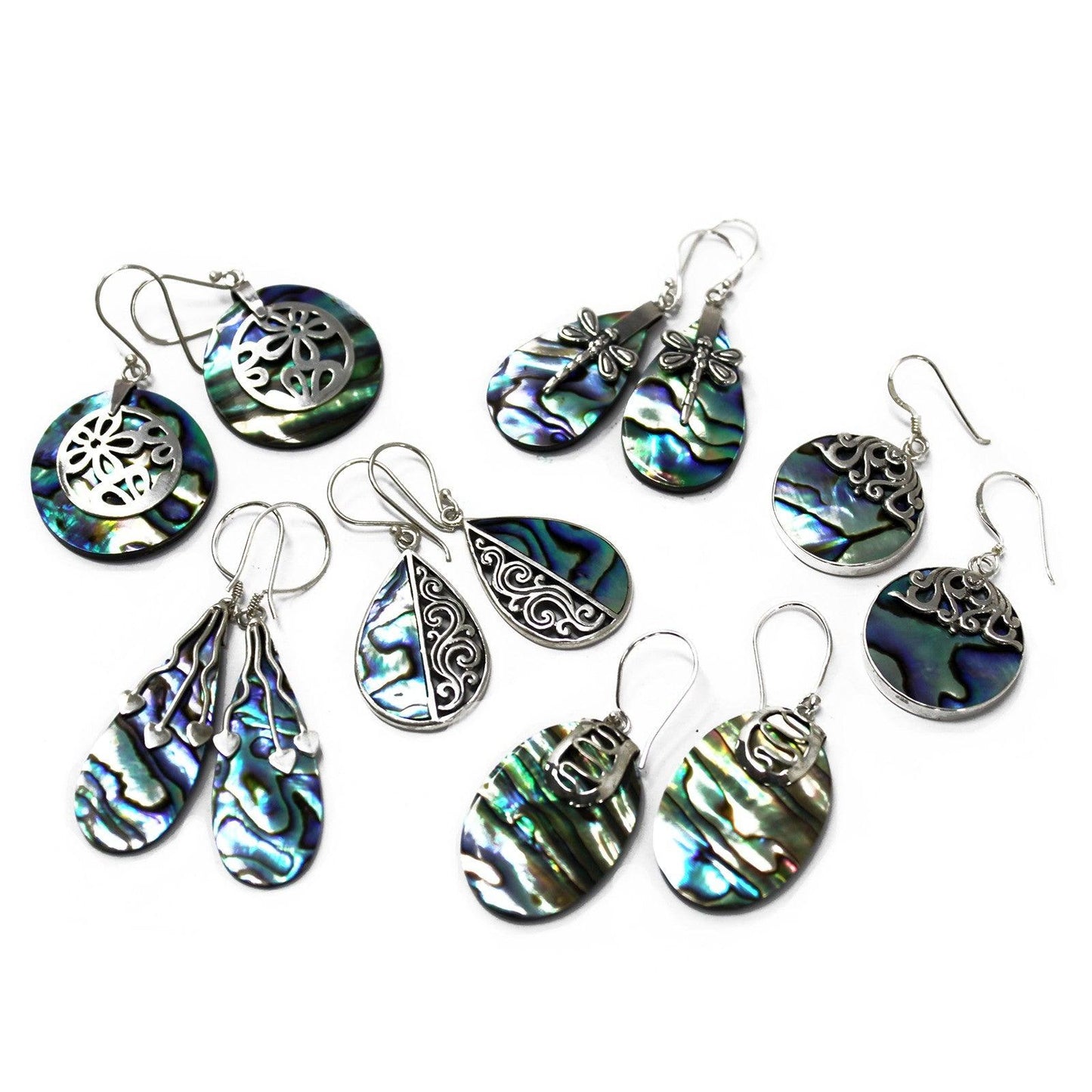 Shell & Silver Earrings - Abalone - DuvetDay.co.uk