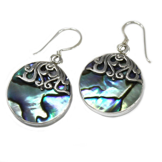 Shell & Silver Earrings - Classic Disc - Abalone