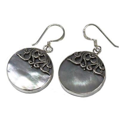 Shell & Silver Earrings - Classic Disc - MOP - DuvetDay.co.uk