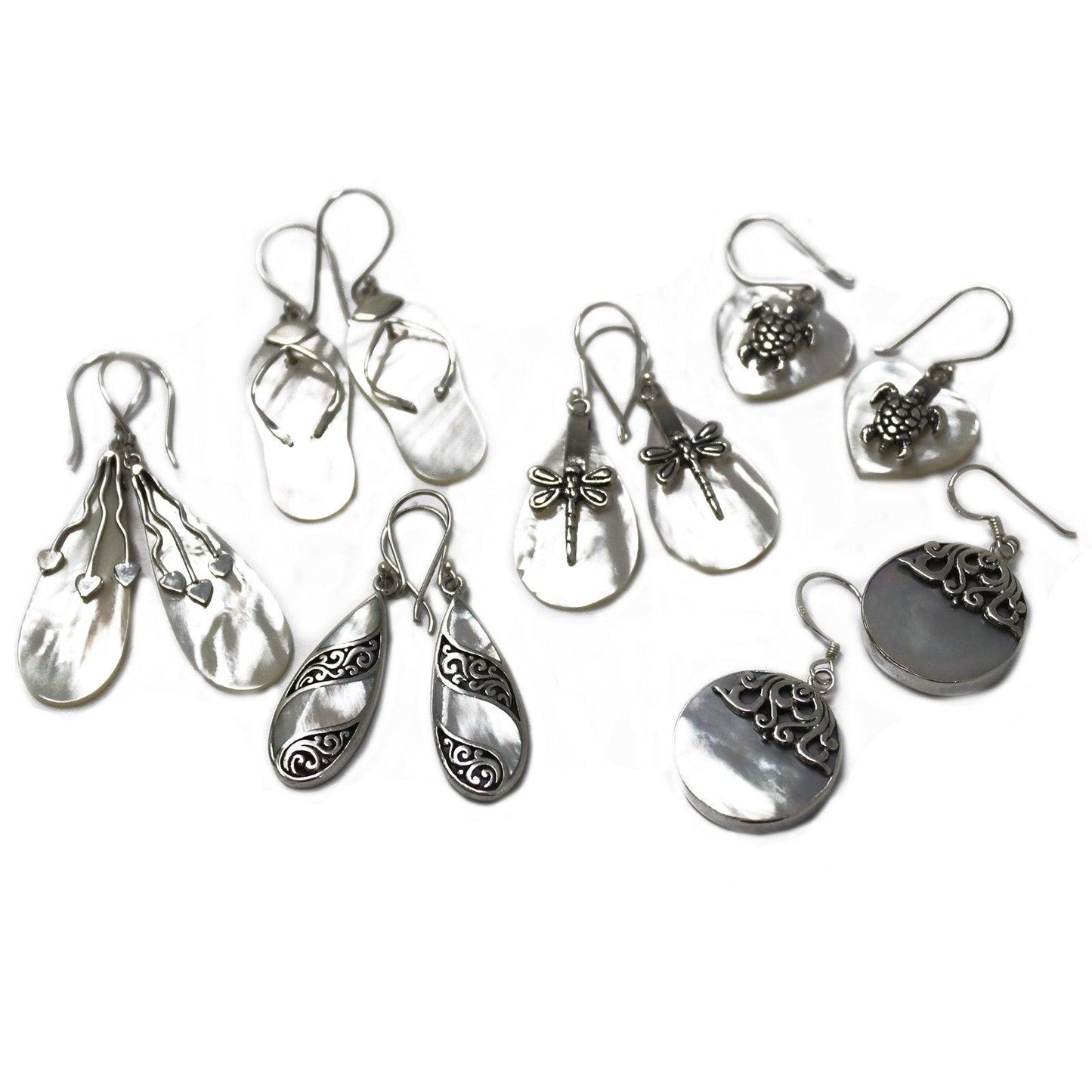 Shell & Silver Earrings - Dragonflies - MOP - DuvetDay.co.uk