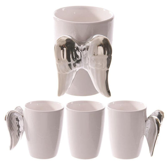 Silver Angel Wings Novelty Ceramic Mug - DuvetDay.co.uk