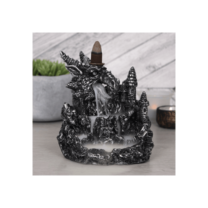 Silver Dragon Backflow Incense Burner With Light - DuvetDay.co.uk