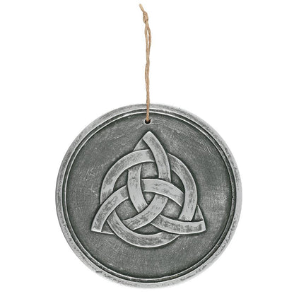 Silver Effect Terracotta Triquetra Plaque - DuvetDay.co.uk