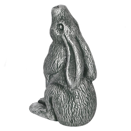 Silver Terracotta Moon Gazing Hare Garden Ornament - DuvetDay.co.uk