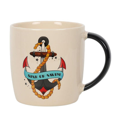 Sink Or Swim Tattoo Anchor Mug - DuvetDay.co.uk