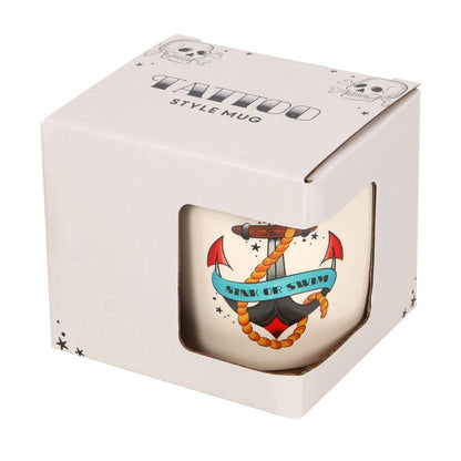 Sink Or Swim Tattoo Anchor Mug - DuvetDay.co.uk