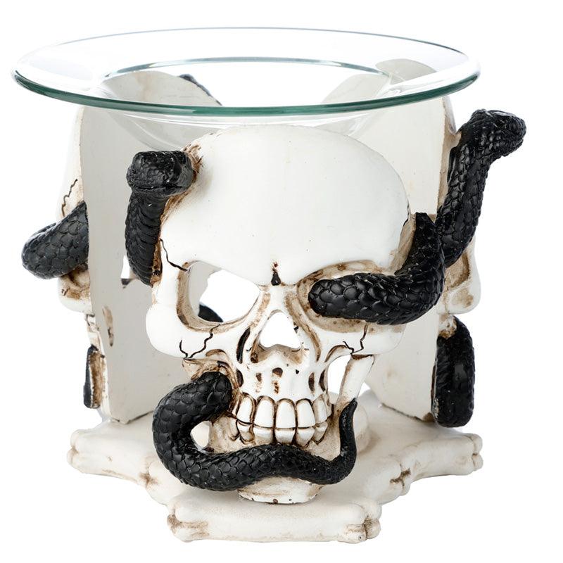 Skull and Serpent Resin Oil & Wax Burner with Glass Dish