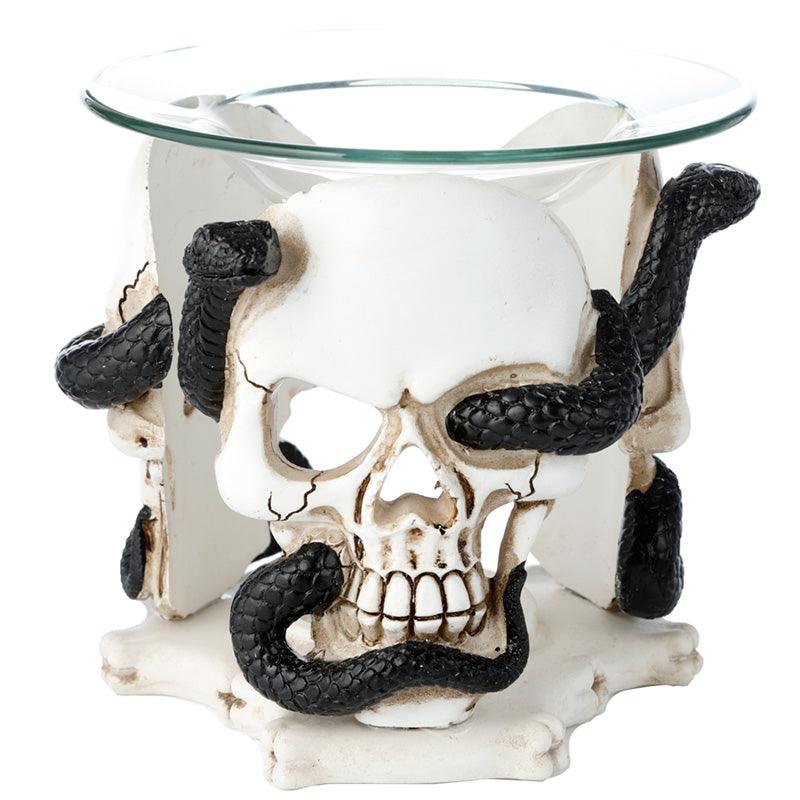Skull and Serpent Resin Oil & Wax Burner with Glass Dish