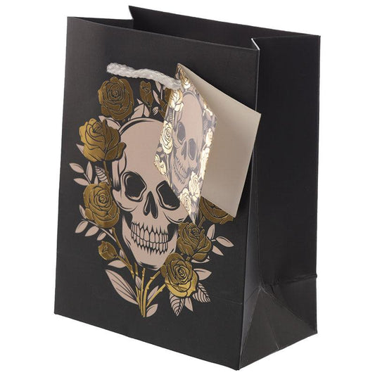 Skulls &amp; Roses Metallic Small Gift Bag