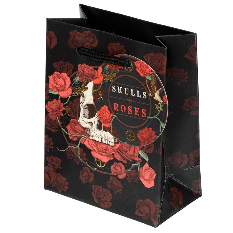 Skulls and Roses Red Roses Small Gift Bag