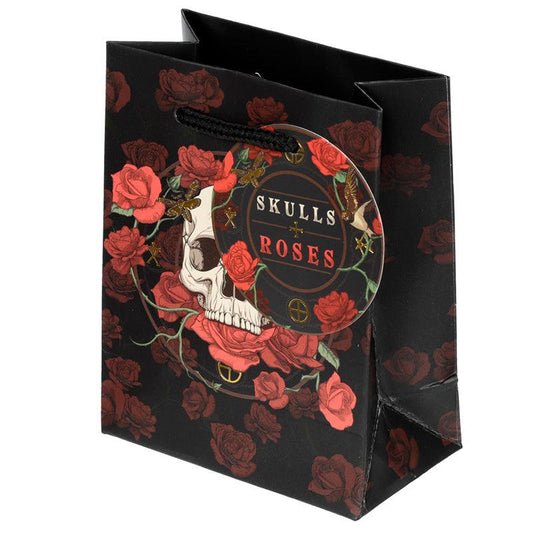 Skulls and Roses Red Roses Small Gift Bag - DuvetDay.co.uk