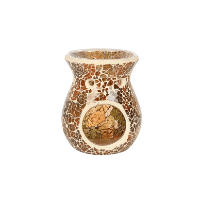 Small Brown Crackle Oil Burner - DuvetDay.co.uk