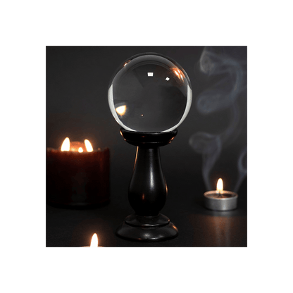 Small Clear Crystal Ball on Stand - DuvetDay.co.uk
