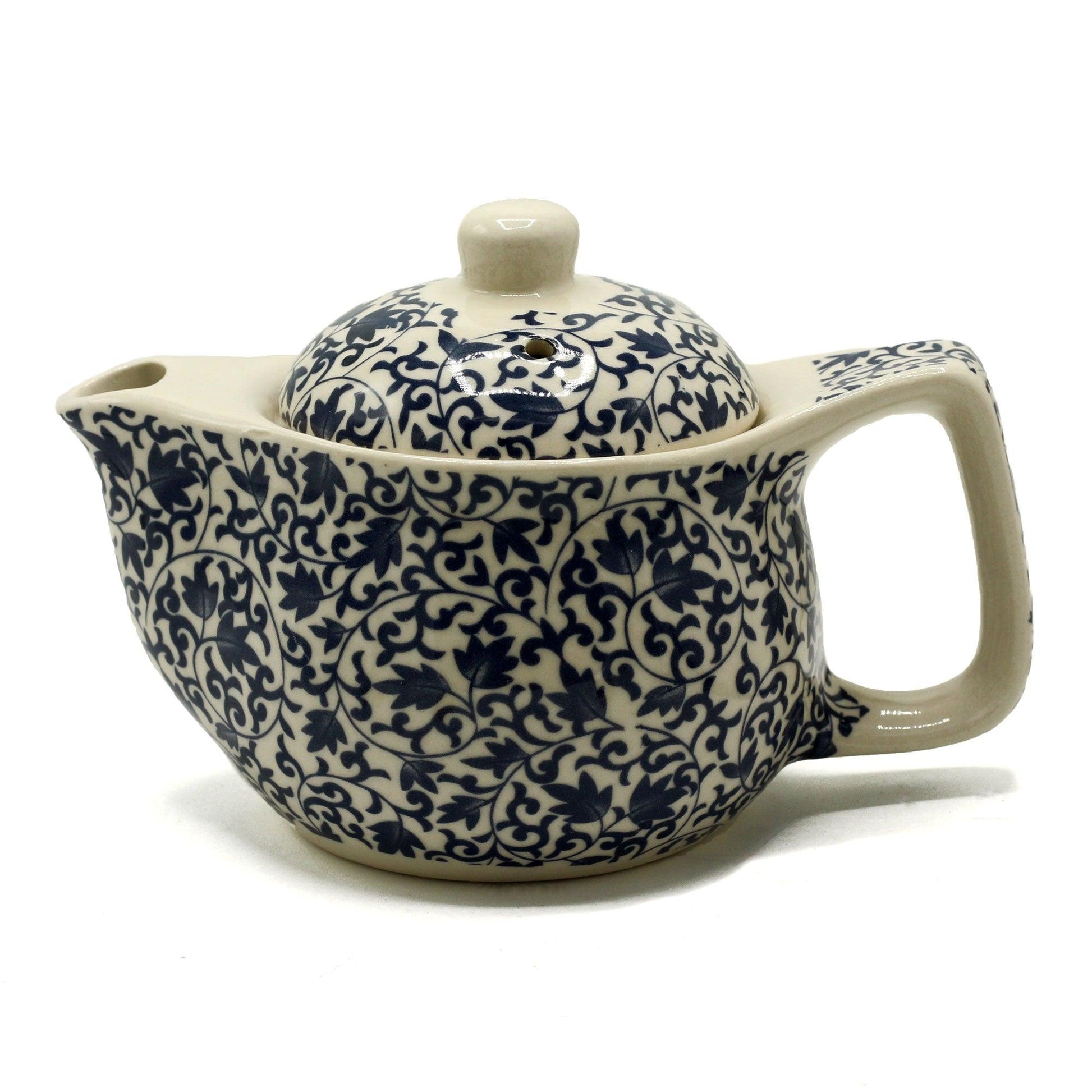 Small Herbal Teapot - Blue Pattern - DuvetDay.co.uk