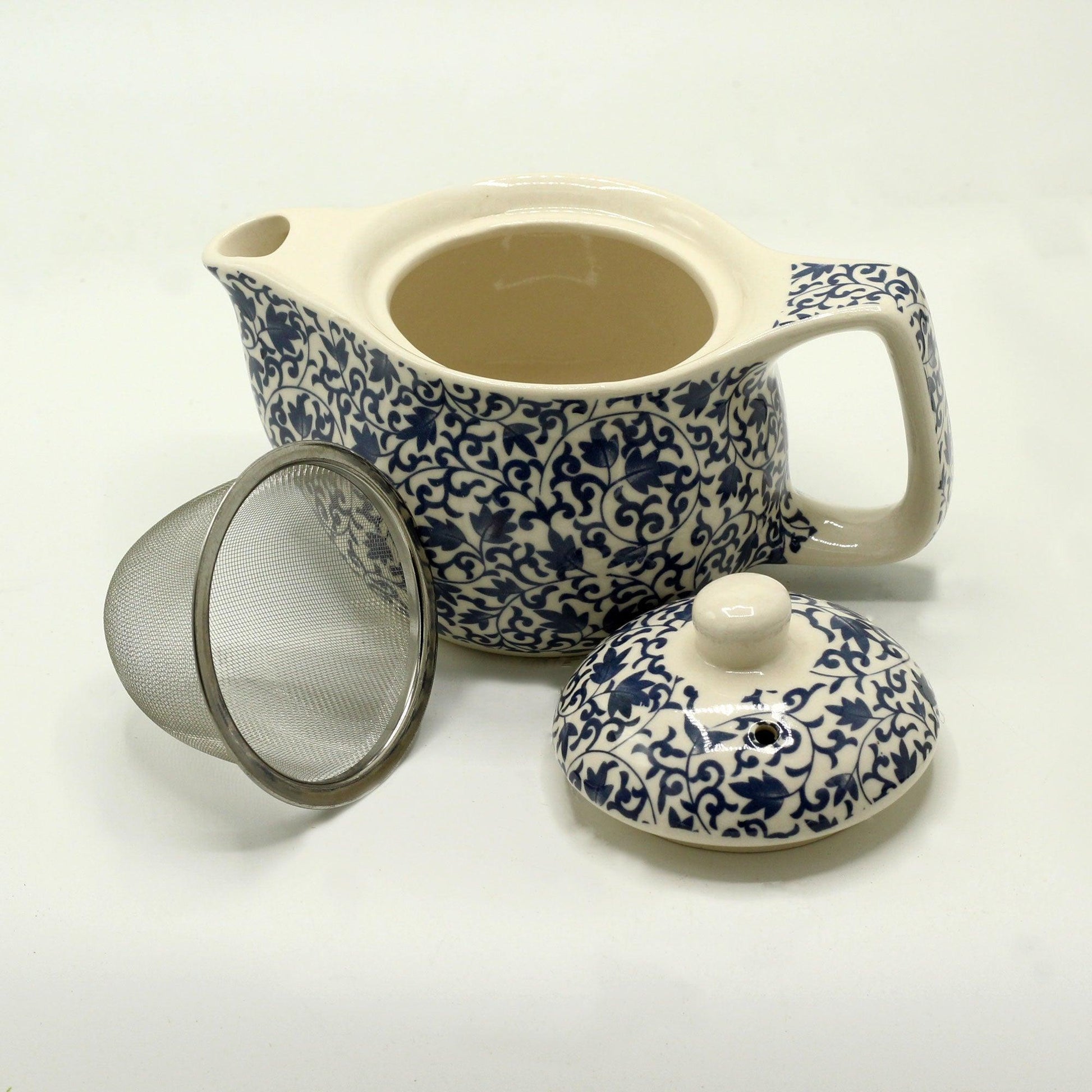 Small Herbal Teapot - Blue Pattern - DuvetDay.co.uk