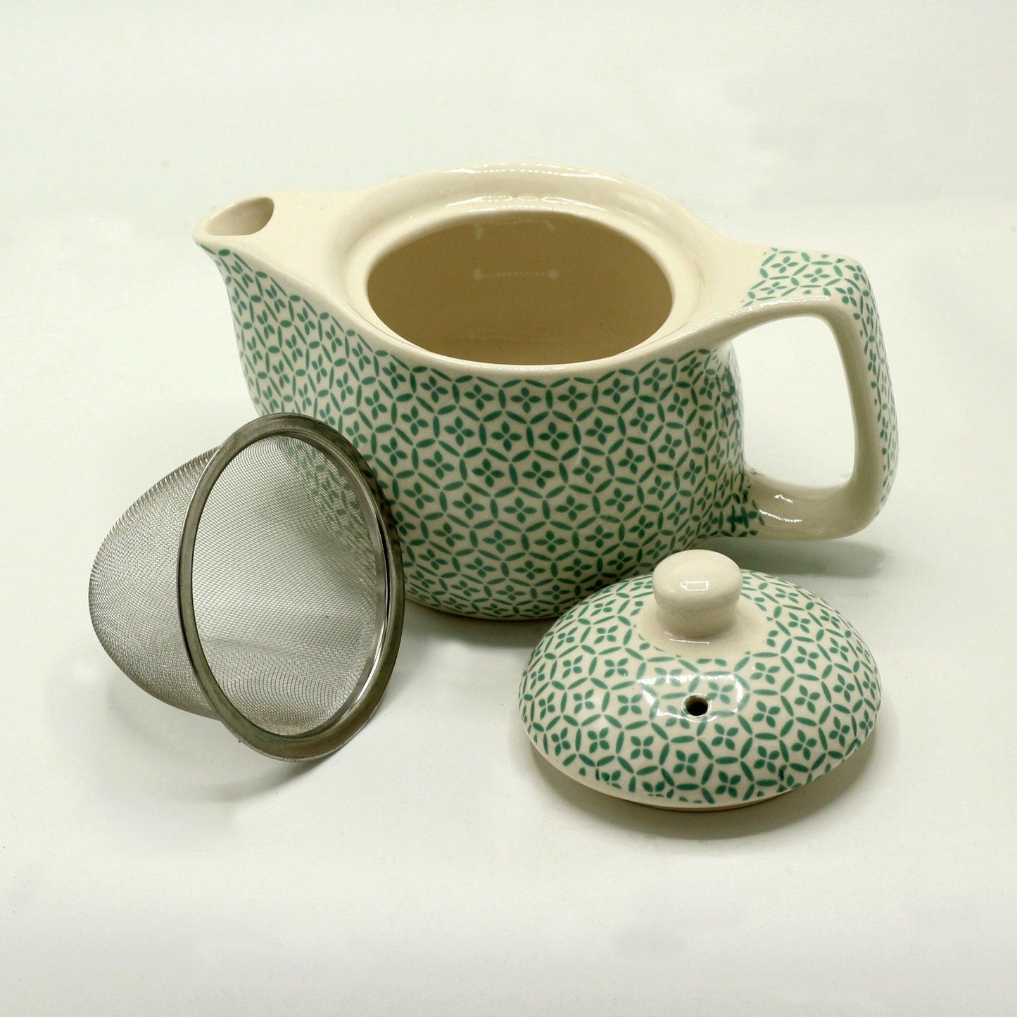 Small Herbal Teapot - Green Mosaic - DuvetDay.co.uk