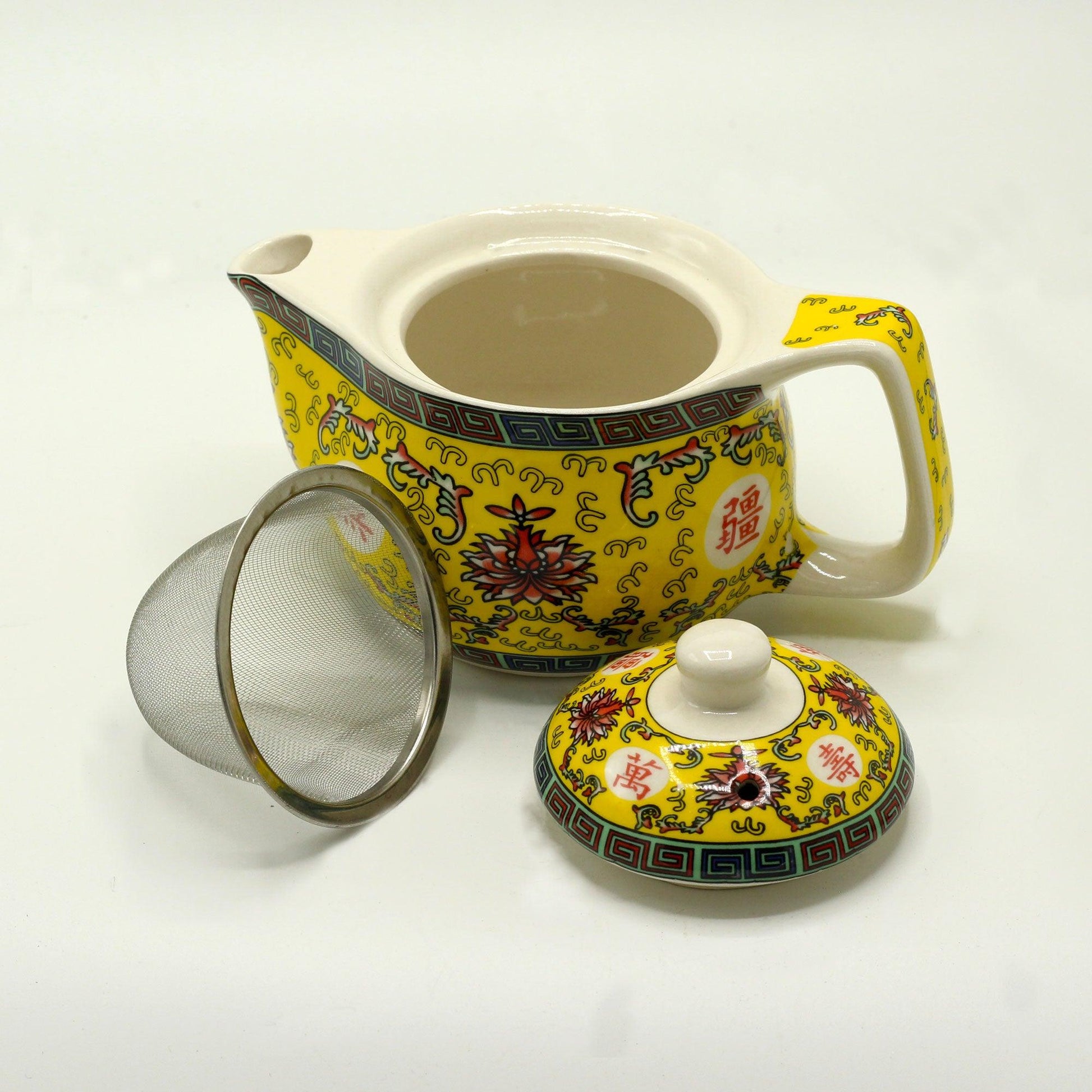 Small Herbal Teapot - Long Life Oriental Design - DuvetDay.co.uk