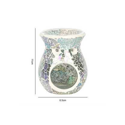 Small Light Blue Iridescent Crackle Oil Burner - DuvetDay.co.uk