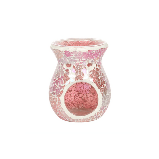 Small Pink Iridescent Crackle Oil Burner - DuvetDay.co.uk