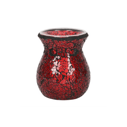 Small Red Crackle Glass Oil Burner - DuvetDay.co.uk