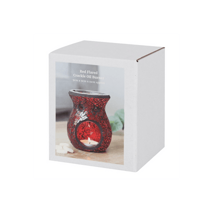 Small Red Crackle Glass Oil Burner - DuvetDay.co.uk