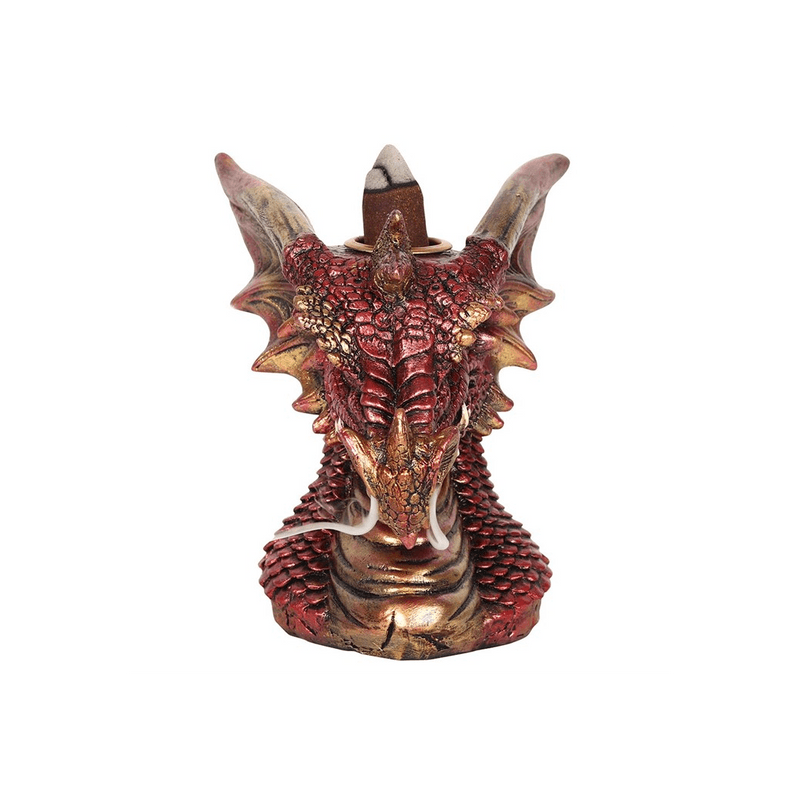 Small Red Dragon Head Backflow Incense Burner - DuvetDay.co.uk
