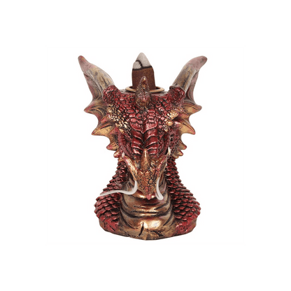 Small Red Dragon Head Backflow Incense Burner - DuvetDay.co.uk