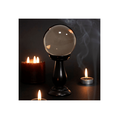 Small Smoke Grey Crystal Ball on Stand - DuvetDay.co.uk