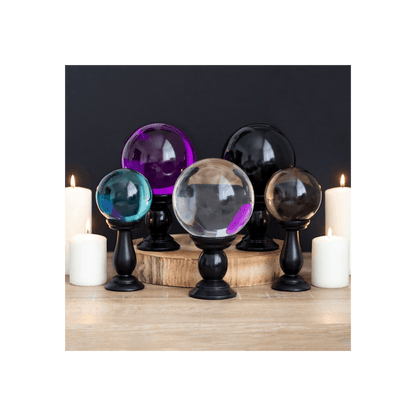 Small Smoke Grey Crystal Ball on Stand - DuvetDay.co.uk