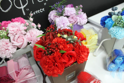 Soap Flower Bouquet - Pink Rose & Carnation - DuvetDay.co.uk